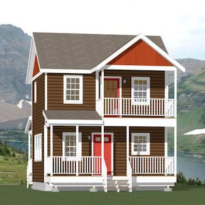 20x16 House -- 1-Bedroom 1.5-Bath -- 557 sq ft -- PDF Floor Plan -- Instant Download -- Model 8