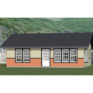 Casa 30x24 -- 1 dormitorio 1 baño -- 720 pies cuadrados -- Plano de planta PDF -- Descarga instantánea -- Modelo 2K