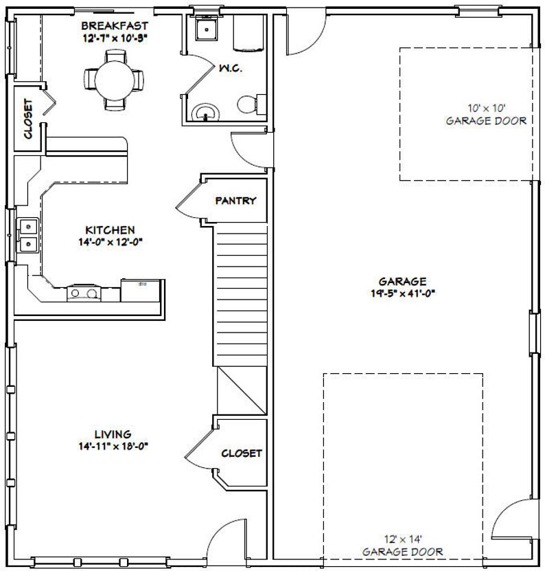 Instant Download 3 Bedroom 2 Bath 1 619 Sq Ft Pdf Floor Plan 40x42 House Model 2e Art Collectibles Drawing Illustration Delage Com Br