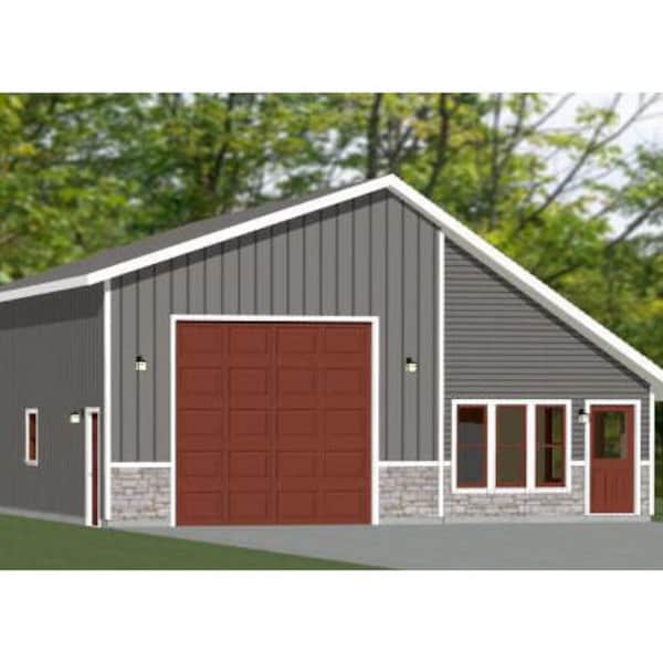 34x42 1-RV Garage -- 1 Bedroom, 1 Bath -- 1,400 sq ft -- PDF Floor Plan -- Instant Download -- Model 2C