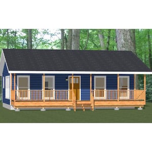 36x22 House -- 1-Bedroom 1-Bath -- 790 sq ft -- PDF Floor Plan -- Instant Download -- Model 1