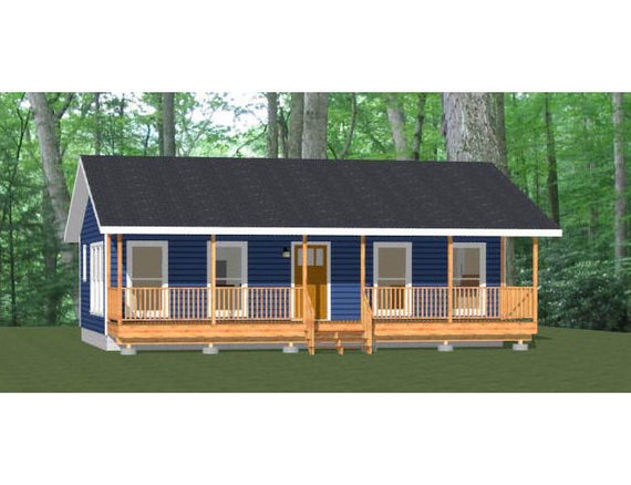 36x22 House 1 Bedroom 1 Bath 790 Sq Ft Pdf Floor Plan Instant Download Model 1