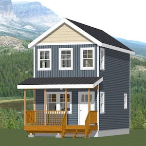 14x26 House -- 1-Bedroom 1.5-Bath -- 493 sq ft -- PDF Floor Plan -- Instant Download -- Model 1