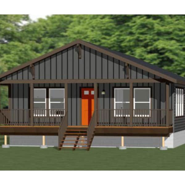 Casa de 30x40 - 3 dormitorios, 2 baños - 111 metros cuadrados - Plano en PDF - Descarga instantánea - Modelo 2G