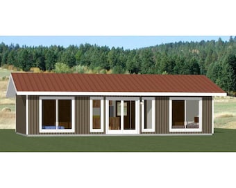 36x20 House -- 2-Bedroom 2-Bath -- 720 sq ft -- PDF Floor Plan -- Instant Download -- Model 1D