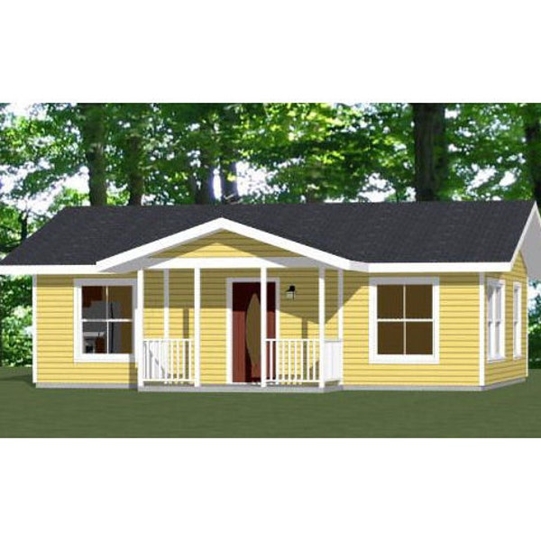 30x24 House -- 1-Bedroom 1-Bath -- 720 sq ft -- PDF Floor Plan -- Instant Download -- Model 3A