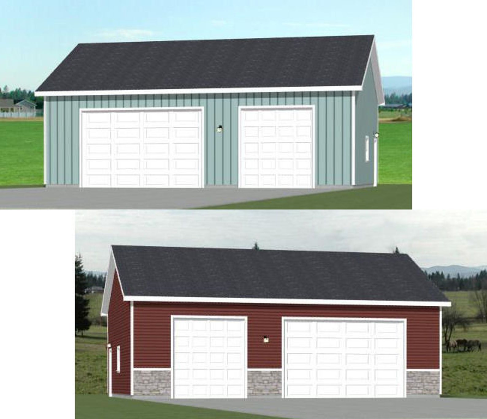 40x30 3Car Garage 1200 sq ft PDF Floor Plan Instant Etsy