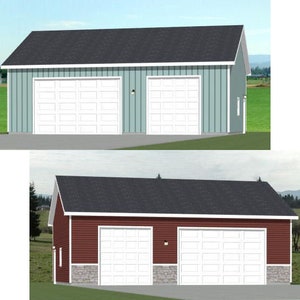 40x30 3-Car Garage -- 1,200 sq ft -- PDF Floor Plan -- Instant Download -- Models 6F and 6N