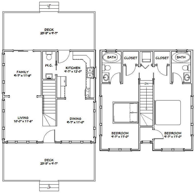 24x24 House 2 Bedroom 2 5 Bath 1106 Sq Ft PDF Floor Etsy 24x24 House 2 Bedroom 2 5 Bath 1106 Sq Ft PDF Floor Etsy