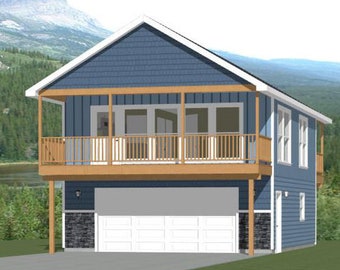 24x32 House -- 1 Bedroom 1.5 Bath -- 851 sq ft -- PDF Floor Plan -- Instant Download -- Model 7E