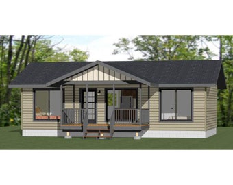 36x20 House -- 2-Bedroom 2-Bath -- 720 sq ft -- PDF Floor Plan -- Instant Download -- Model 2