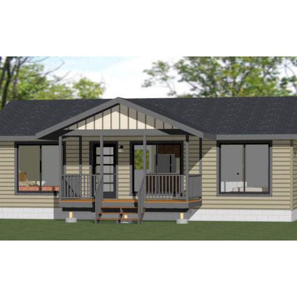 36x20 House -- 2-Bedroom 2-Bath -- 720 sq ft -- PDF Floor Plan -- Instant Download -- Model 2