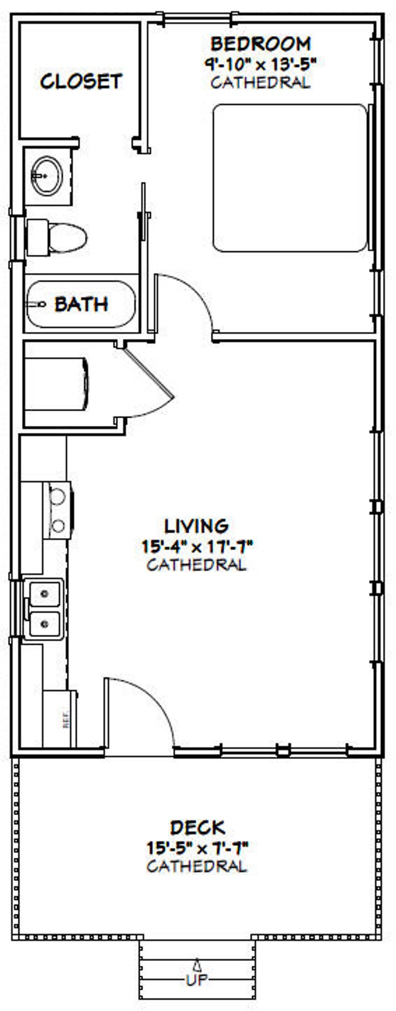 16x32 House 1Bedroom 1Bath 511 sq ft PDF Floor Plan Etsy