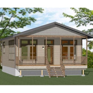 Casa 24x36 -- 2 dormitorios 1 baño -- 864 pies cuadrados -- Plano de planta PDF -- Descarga instantánea -- Modelo 3