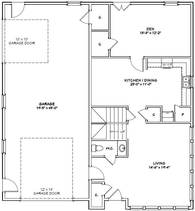 44x48 House 2-bedroom 2.5-bath 2185 Sq Ft PDF Floor | Etsy