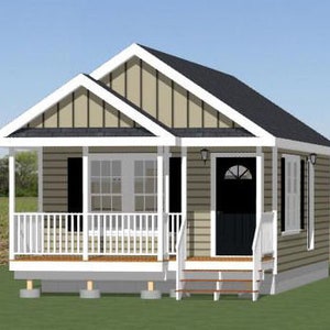 Casa 16x30 -- 1 dormitorio 1 baño -- 480 pies cuadrados -- Plano de planta PDF -- Descarga instantánea -- Modelo 1E