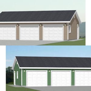 36x24 3-Car Garages -- 864 sq ft -- 8ft Walls -- PDF Floor Plan -- Instant Download -- Models 3A and 3C