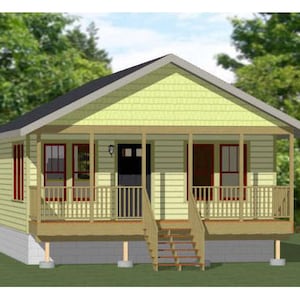 22x32 House -- 2-Bedroom 1-Bath -- 704 sq ft -- PDF Floor Plan -- Instant Download -- Model 1B