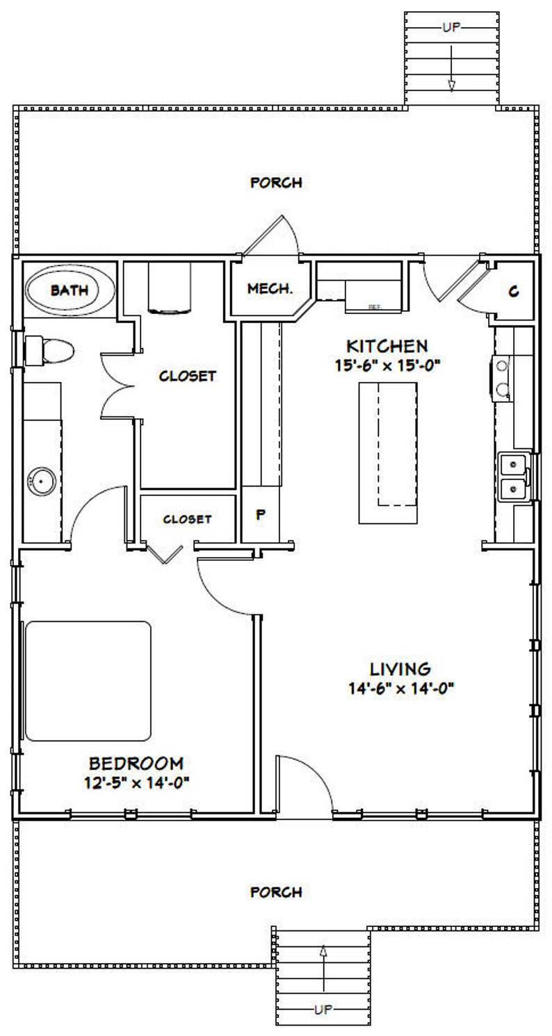 28x30 House 1 Bedroom 1 Bath 840 sq ft PDF Floor Plan Etsy