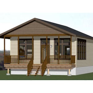 24x30 Haus -- 1-Schlafzimmer 1-Bad -- 720 quadratmeter -- PDF Grundriss -- Sofort Download -- Modell 2K