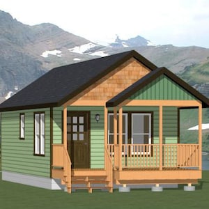 Casa 16x30 -- 1 dormitorio 1 baño -- 480 pies cuadrados -- Plano de planta PDF -- Descarga instantánea -- Modelo 1B