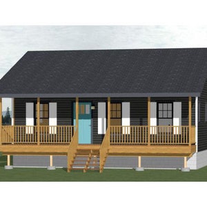 30x24 House -- 2-Bedroom 2-Bath -- 720 sq ft -- PDF Floor Plan -- Instant Download -- Model 9A