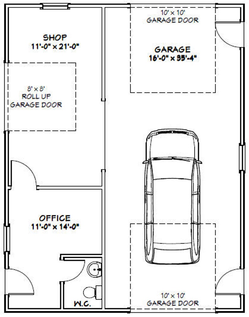 28x36 2Car Garages 1008 sq ft 12ft Walls PDF Floor Etsy