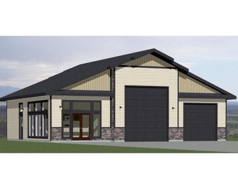 50x42 Garage -- 1 BR 1 BA -- PDF Floor Plan -- 1,973 sq ft -- Instant Download -- Model 1D