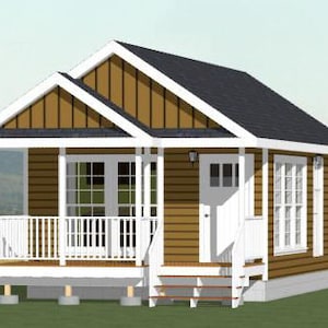 16x28 House -- 1-Bedroom 1-Bath -- 447 sq ft -- PDF Floor Plan -- Instant Download -- Model 1E