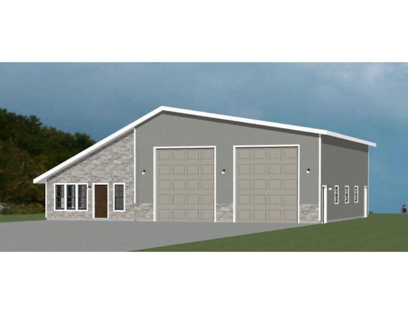 56x48 2 Rv Garage 2 Bedroom 1 Bath 2 649 Sq Ft Pdf Floor Plan Instant Download Model 1d