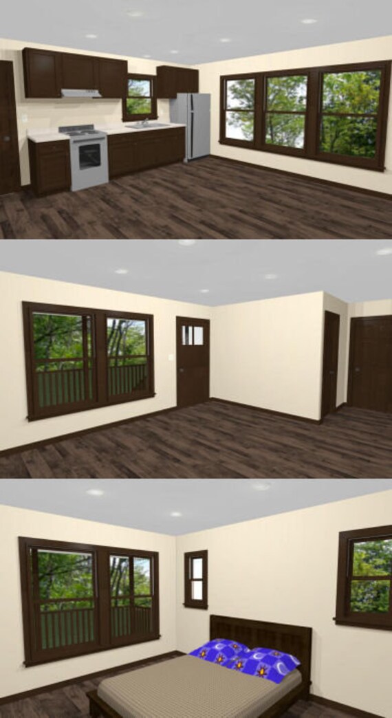 32x16 House 1 Bedroom 1 Bath 512 Sq Ft Pdf Floor Plan Instant Download Model 2