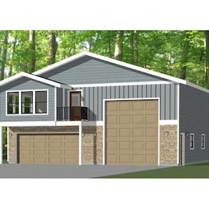 40x48 House -- 1-Bedroom 1.5-Bath -- 1,350 sq ft -- PDF Floor Plan -- Instant Download -- Model 1E