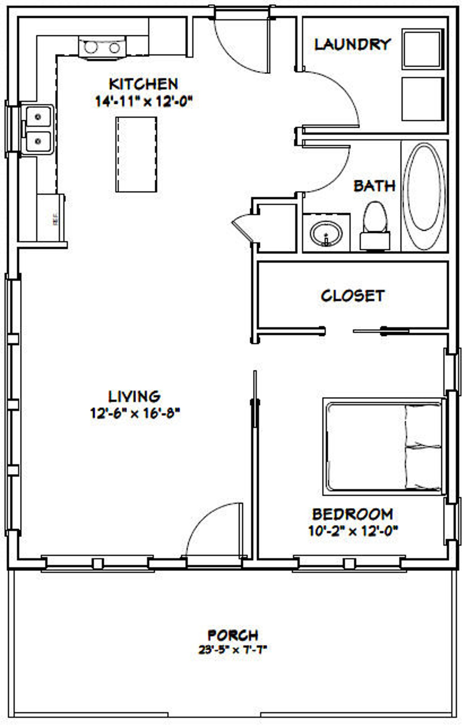 24x30 House 1 bedroom 1 bath 720 Sq Ft PDF Floor Plan Etsy 24x30 House 1 bedroom 1 bath 720 Sq Ft PDF Floor Plan Etsy
