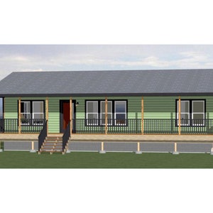 46x24 huis - 3 slaapkamers en 2 badkamers - 1.104 vierkante meter - PDF-plattegrond - Direct downloaden - Model 1E