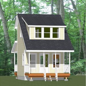 14x14 House -- 1-Bedroom 1-Bath -- 399 sq ft -- PDF Floor Plan -- Instant Download -- Model 1
