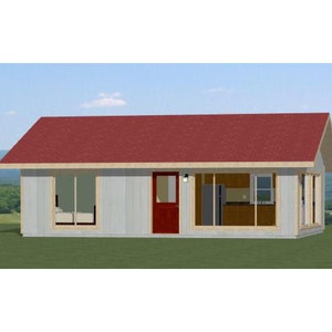 30x24 住宅 -- 1 ベッドルーム 1 バスルーム -- 720 平方フィート -- PDF フロアプラン -- 即時ダウンロード -- モデル 2D