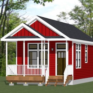 Casa de 16x30, 1 dormitorio, 1 baño, 480 pies cuadrados, plano de planta en PDF, descarga instantánea, modelo 1