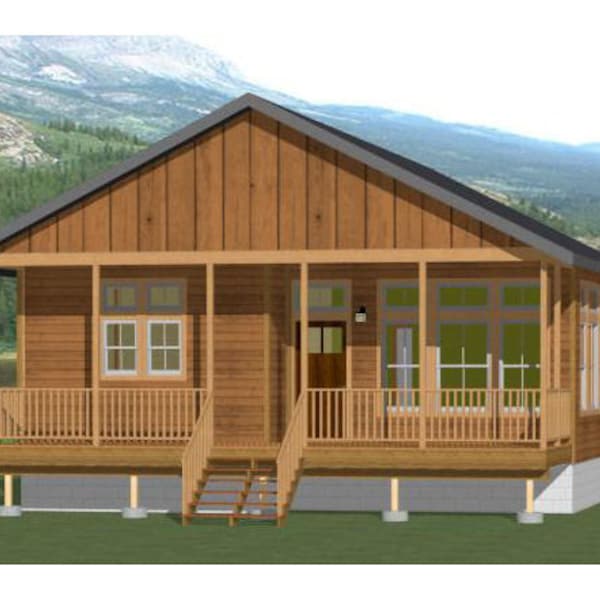 30x40 House -- 2-Bedroom 2-Bath -- 1,136 sq ft -- PDF Floor Plan -- Instant Download -- Model 1