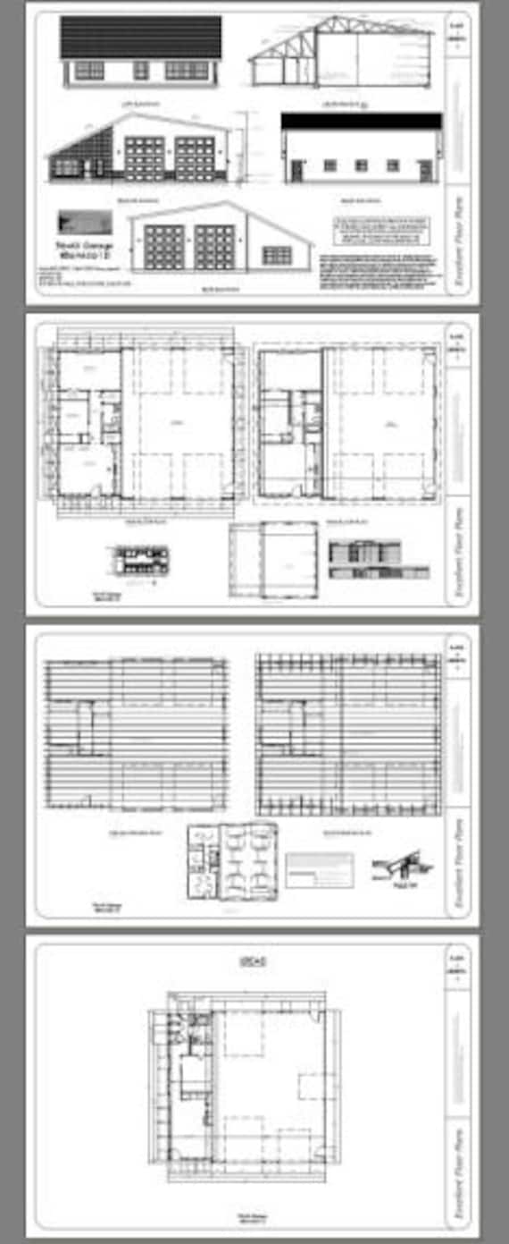 56x48 2 Rv Garage 2 Bedroom 1 Bath 2 649 Sq Ft Pdf Floor Plan Instant Download Model 1d