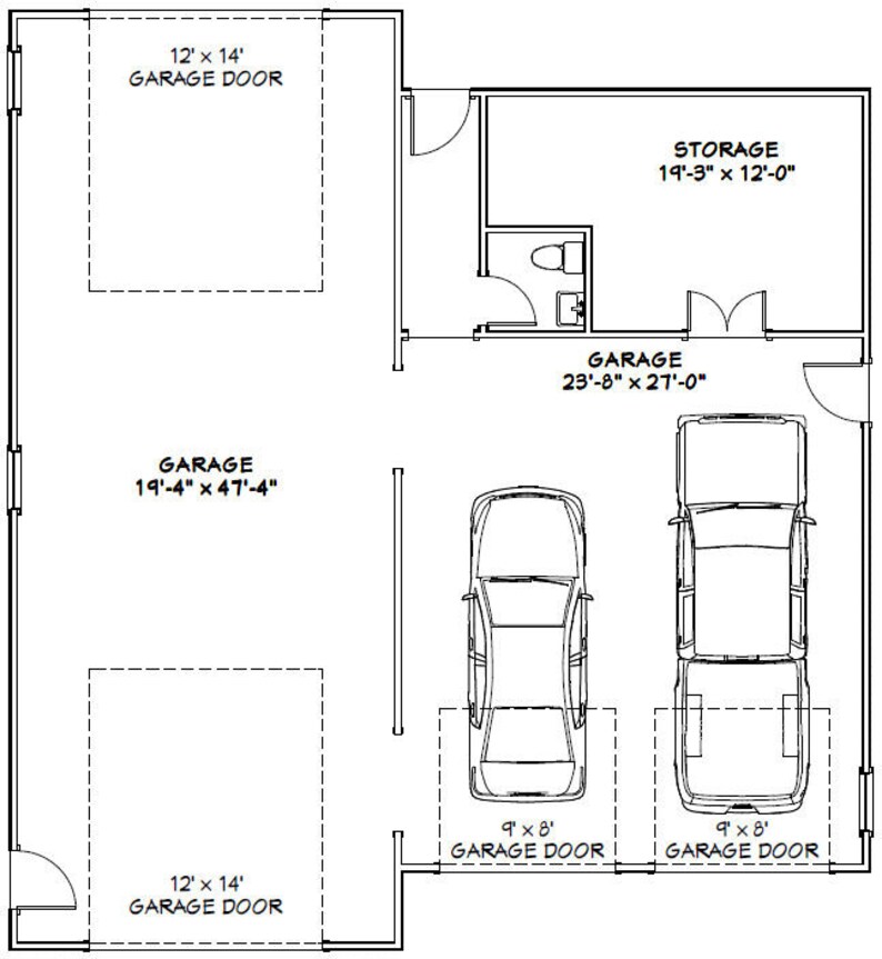 44x48 2Car 1RV Garages 1200 sq ft PDF Floor Plan Etsy