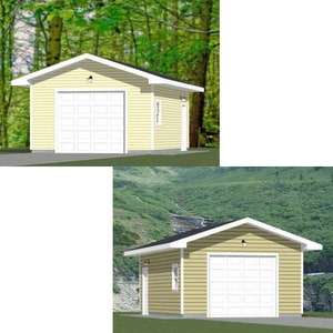 16x24 1-Car Garages -- 384 sq ft -- PDF Floor Plan -- Instant Download -- Models 1 and 1D
