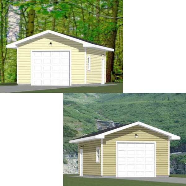 16x24 1-Car Garages -- 384 sq ft -- PDF Floor Plan -- Instant Download -- Models 1 and 1D