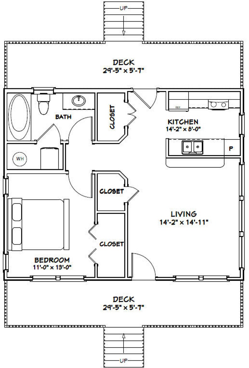 30x24 House 1Bedroom 1Bath 720 sq ft PDF Floor Plan Etsy