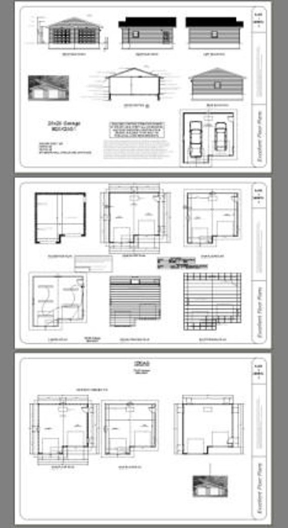 28x28 2 Car Garage 728 Sq Ft Pdf Floor Plan Instant Etsy