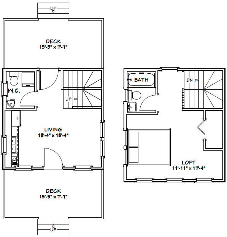 16x16 House 1Bedroom 1.5Bath 465 sq ft PDF Floor Etsy