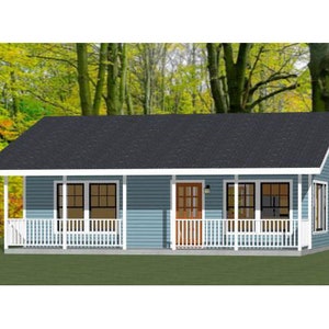 30x24 House -- 1-Bedroom 1-Bath -- 720 sq ft -- PDF Floor Plan -- Instant Download -- Model 6I