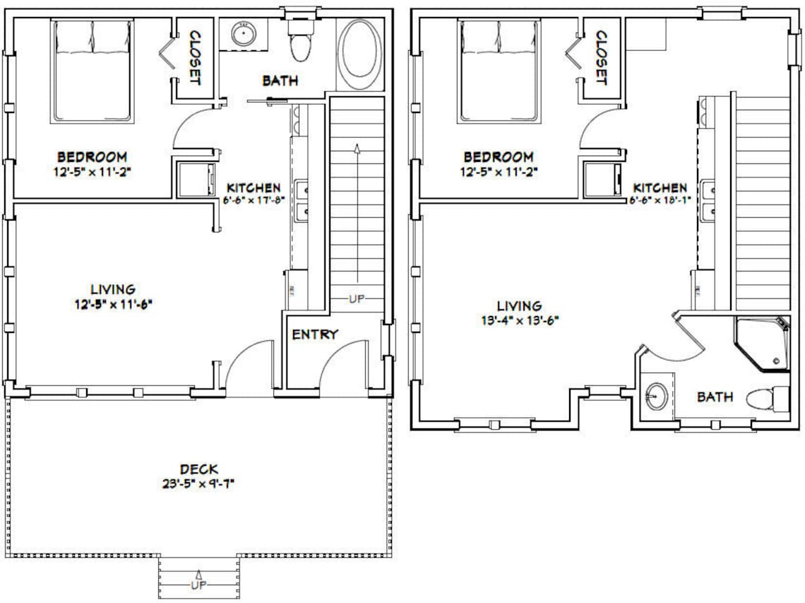 24x24 Duplex 2 Bedroom 2 Bath 1086 Sq Ft PDF Floor - Etsy