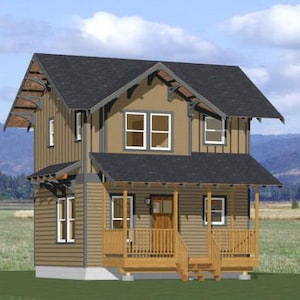 20x16 House -- 1-Bedroom 1.5-Bath -- 547 sq ft -- PDF Floor Plan -- Instant Download -- Model 1A