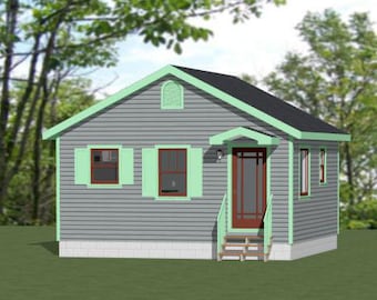 20x20 Tiny House - 1 slaapkamer en 1 badkamer - 400 vierkante meter - PDF-plattegrond - Direct downloaden - Model 1B