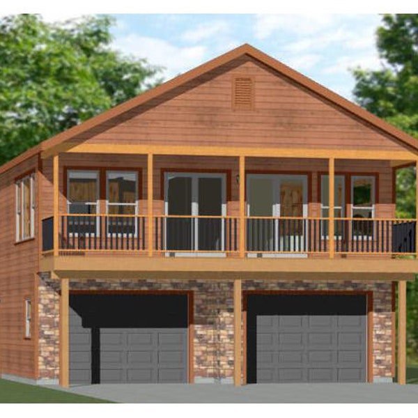 28x36 House -- 2-Bedroom 1.5-Bath -- 1,170 sq ft -- PDF Floor Plan -- Instant Download -- Model 4